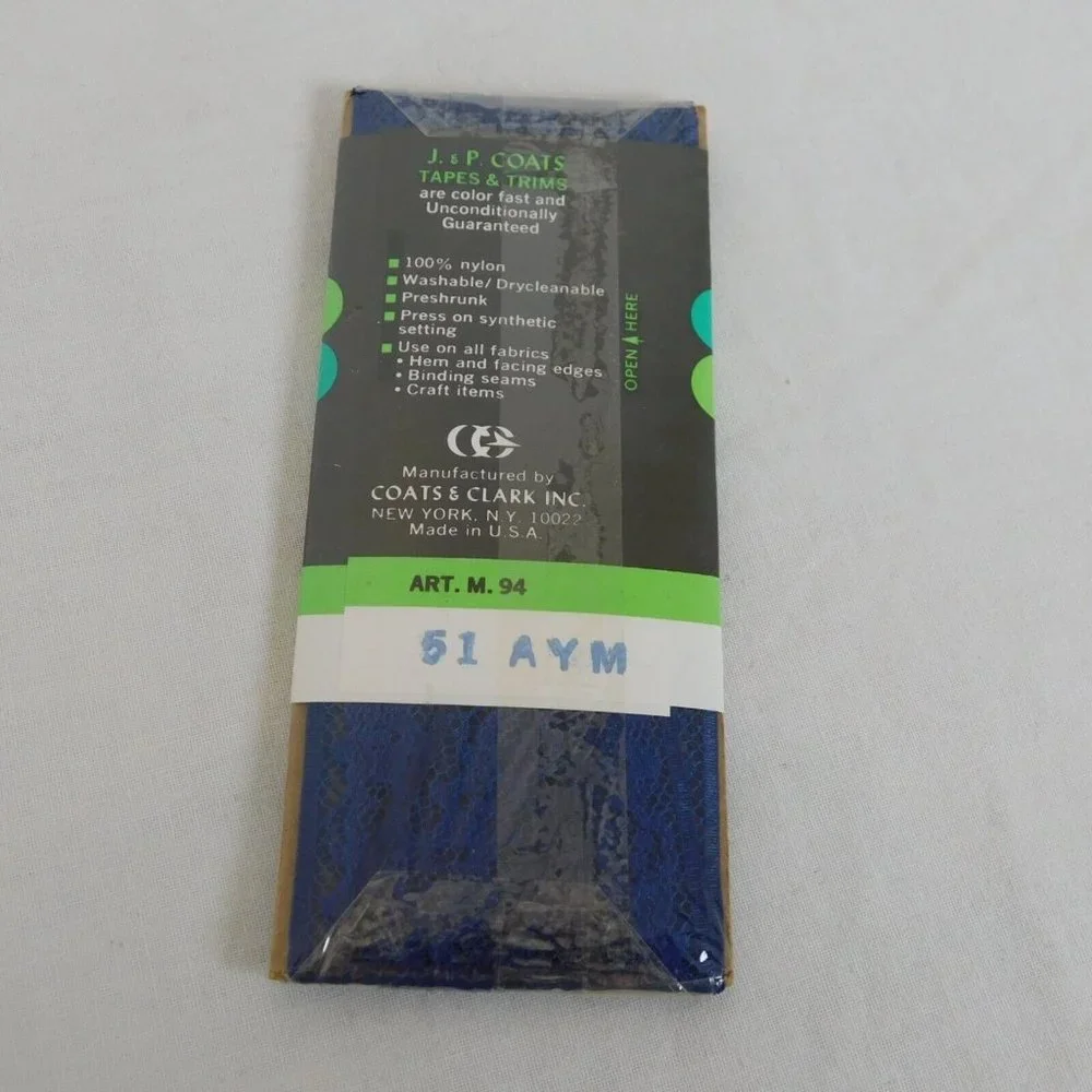 Seam Binding Tape Lot of 5 New Unopened Lace Woven J&P Coats Blue Red Gray Mix
